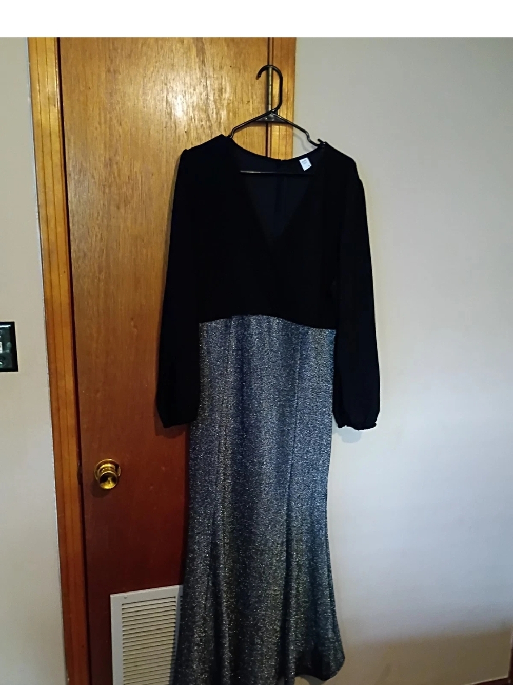 SHEIN Black Top with Silver Metallic Maxi Dress